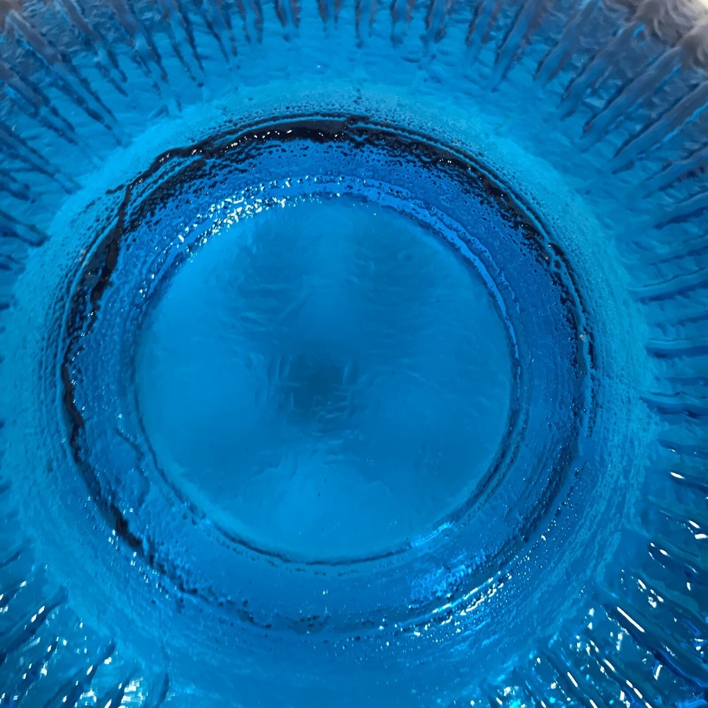 Blenko Label Mid Century Chunky Blue Sun Burst 4 Slot Ashtray 8.75 Inch Vintage‎ - Picture 4 of 12